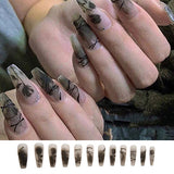 24pcs Variety of Styles Wear Long Paragraph Fashion Manicure Patch False Nails Save Time Wearable Nail Patch SANA889