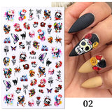 Xpoko Halloween Nail Halloween 3D Nails Sticker 2022 Trend Sliders Anime Cute Spooky Skull Cartoon Manicure Christmas Decorations Nail Decals Design