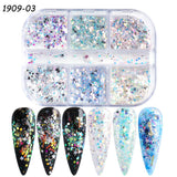 3D Fluorescent Nail Glitter Flakes Set Holographic Powder Sequins Paillette Manicure Nail Art Pigment Decoration Tools GLSP