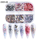 6pcs Rose Gold Nail Glitter Holographic Dip Powder Set Nail Art  Polishing Chrome Pigments Mirror Nail Polish Dust GL1539-NEW