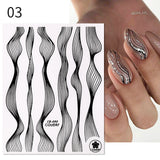 3D Nail Stickers Decals Ink Watermark Spring Summer Black Lines Flower Leaf Tree For Manicures Nail Art Decoration