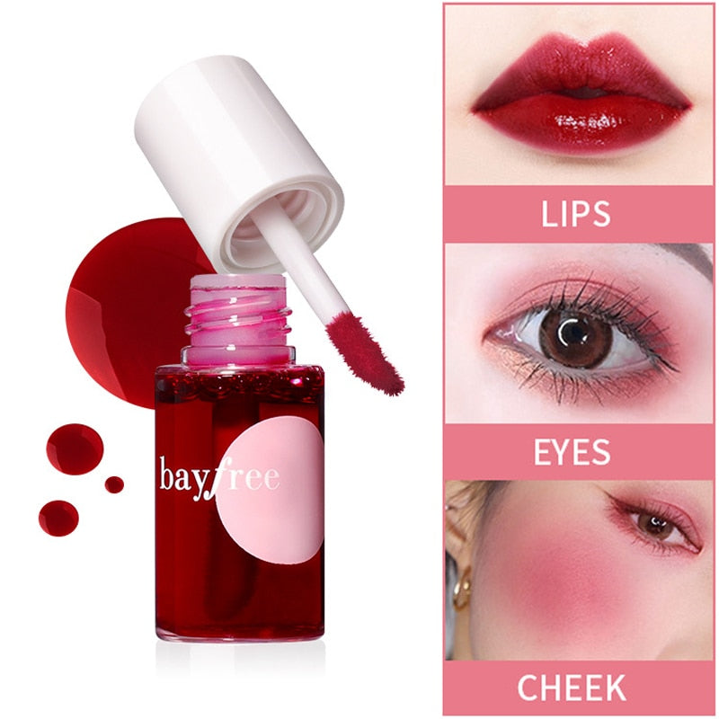 Xpoko 4 Colors Lip Gloss Tint Makeup Cheek Tint Blush Moisturizing Mirror Liquid Lipsticks Waterproof Long Lasting Lip Glaze Cosmetic