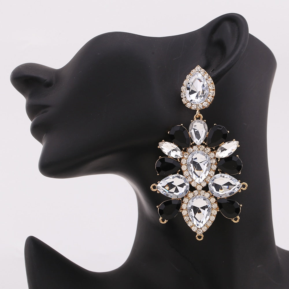 Xpoko Statement Earrings For Women India Earrings Women Rhinestones Pendant Crystal Flower Tassel Earring Fashion Jewelry Lady Gifts