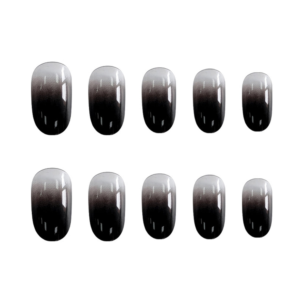 Xpoko 24Pcs Black Gradients Wear Long Paragraph Fashion Manicure Patch False Nails Save Time Wearable Nail Patch NE