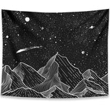 Sun Moon Black Tapestry Wall Hanging Ancient Mountain Wall Tapestry Witchcraft Hippie Tapestry Wall Carpets Psychedelic Tapestry