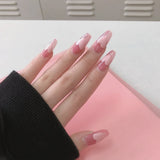 24pcs False Nails Patch Gradient Gray Glue Type Long Paragraph Ballerina Fashion Manicure Full Cover Wearable Coffin Fake Nails