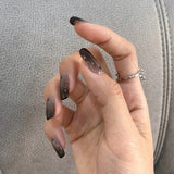 24pcs False Nails Patch Gradient Gray Glue Type Long Paragraph Ballerina Fashion Manicure Full Cover Wearable Coffin Fake Nails