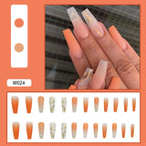 24Pcs Heart Gradient Designs False Nails French Long Ballet Line Bow Coffin Fake Nail Artificial Full Cover Nail Art Tips Z143