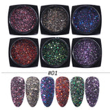 6pcs Rose Gold Nail Glitter Holographic Dip Powder Set Nail Art  Polishing Chrome Pigments Mirror Nail Polish Dust GL1539-NEW