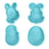 4Pcs DIY Happy Easter Bunny Egg Plastic Baking Mold Kitchen Biscuit Cookie Cutter Pastry Plunger 3D Fondant Cake Decorating Tool