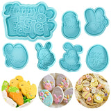 4Pcs DIY Happy Easter Bunny Egg Plastic Baking Mold Kitchen Biscuit Cookie Cutter Pastry Plunger 3D Fondant Cake Decorating Tool