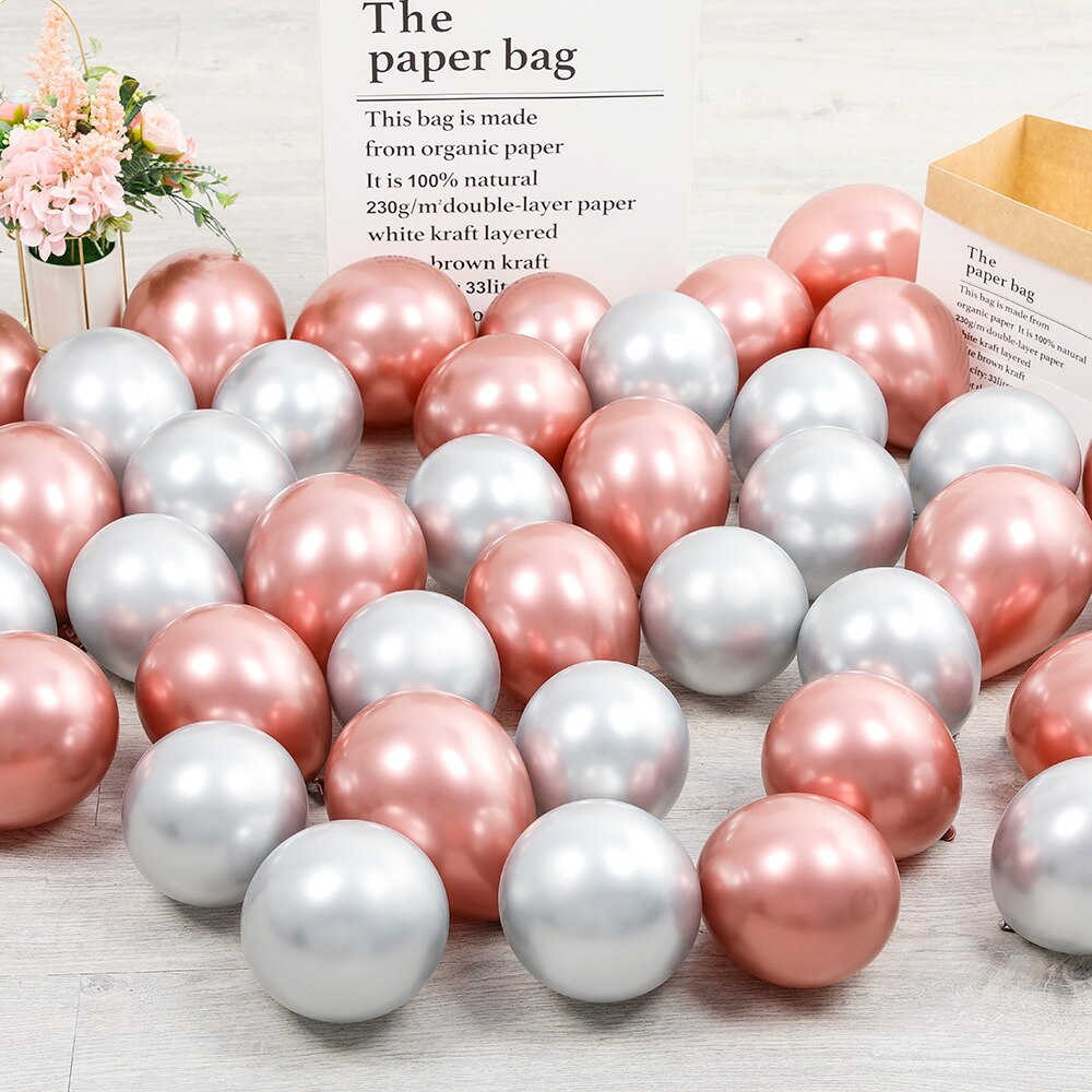 10PCS 5inch 10inch 12inch Gold Silver Metallic Latex Balloons Metal Chrome Balloon Wedding Decorations Birthday Party Supplies
