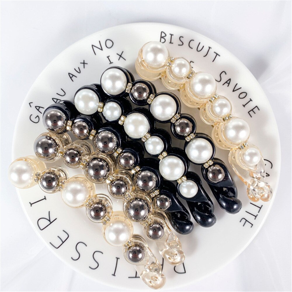 Back to school guide 1Pc Pearls Hairpins Hair Clips Jewelry Banana Clips Headwear Women Hairgrips Girl Ponytail Barrettes Hair Pins Accessories