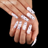 Xpoko White Wave Point False Nails Extra Long Ballerina Coffin Wearing UV Gel Glue On Fake Fingersnails Extention Tool