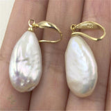 14-18MM Huge White Baroque Pearl Earrings 18K Gold-plated Hook natural AAA aurora HUGE