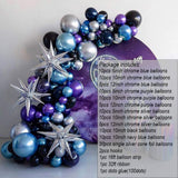 Xpoko 125 Pieces Of Metal Chrome Blue Purple Silver Balloon Arch Garland Set Suitable For Space Birthday Parties, Baby Showers, Gradua