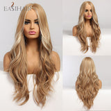 Xpoko EASIHAIR Long Light Blonde Ombre Natural Wave Style Wigs Heat Resistant Synthetic Wigs Middle Part Hair Cosplay Wigs For Women