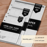 back to school A5/A6/A7  Notebook Agenda Monthly Weekly Diary Planner 45 Sheets Six Hole Standard Loose-Leaf Paper Office School Stationery