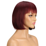 Short Colored Straight Bob Human Hair Wig With Bangs For Black Women Natural Glueless Brazilian Remy Blonde 613 Wavy Wigs