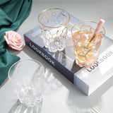 Creative Gold Sakura Cup Crystal Water Glass Transparent Drinking Glass Household Cup Fashion Set