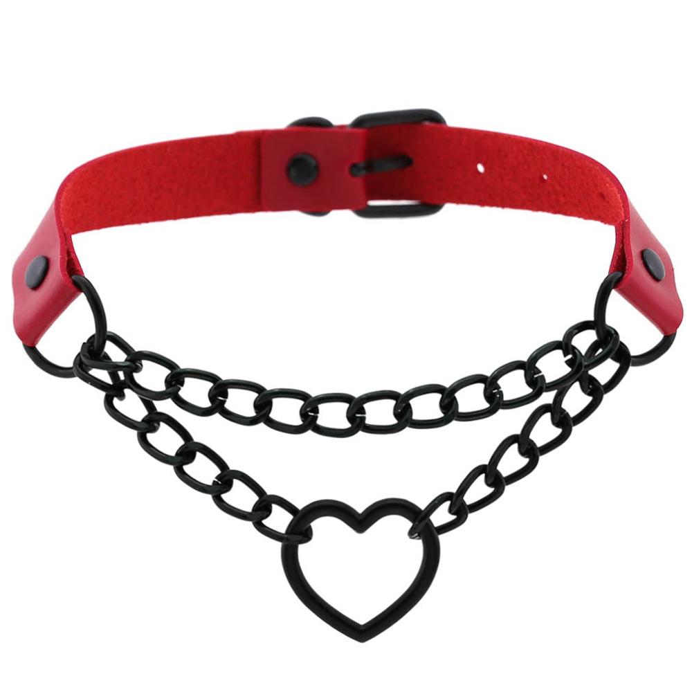 Xpoko Heart Choker With Chain Goth Collar For Girls Grunge Punk Cute Kawaii Cosplay Necklace Egirl Chocker  Harajuku Accessories