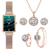 Gaiety Luxury Watch For Women Elegant Ladies Watch Bracelet Necklace Earrings Rings 6pcs Set Magnetic Female Clock Reloj Mujer