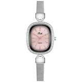 Xpoko Fashion Women Watch Silver Mesh Belt Ladies Wristwatch Diamond Dial Bracelet Watches Women Gift For Female Clock Reloj Mujer 