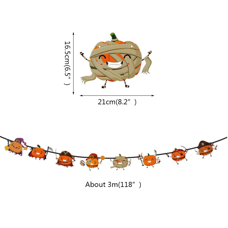 2023 Year Happy Halloween Banner Garland for Halloween Home hanging ornament Decorations Kids Child Favors Creative gift