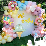 Xpoko Donut Ice Cream Aluminum Foil Balloon Wreath Arch Set Girl Baby Shower Decoration Birthday Party Outdoor Wedding Decoration