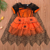 1-5Y Baby Girl Halloween Dress Girls Spider Cloak Witch Fancy Party Costume Kids Party  Dresses Toddler Clothes