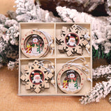 Xpoko 12/9Pcs Christmas Wooden Pendant Snowflake Xmas Tree Hanging Ornaments Christmas Decorations For Home Navidad Gift New Year 2023