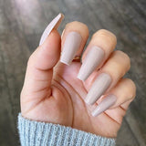 Clear Brown Faux Ongles Couleur Short Stiletto Almond Shape Fake Nails Set With Glue Sticker Glossy Impress Press On Nails False