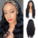 Xpoko Headband Wig Long Curly Highlight For Black Women’S Hair Wig Black And Brown Highlight Long Water Wave