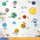 Space Planet Wall Stickers for Kids Room Decoration Rocket Wall Decals Decorative Stickers Bedroom Mural Self-adhesive Wallpaper