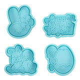 4Pcs DIY Happy Easter Bunny Egg Plastic Baking Mold Kitchen Biscuit Cookie Cutter Pastry Plunger 3D Fondant Cake Decorating Tool