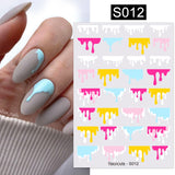 3D Nail Stickers Decals Ink Watermark Spring Summer Black Lines Flower Leaf Tree For Manicures Nail Art Decoration