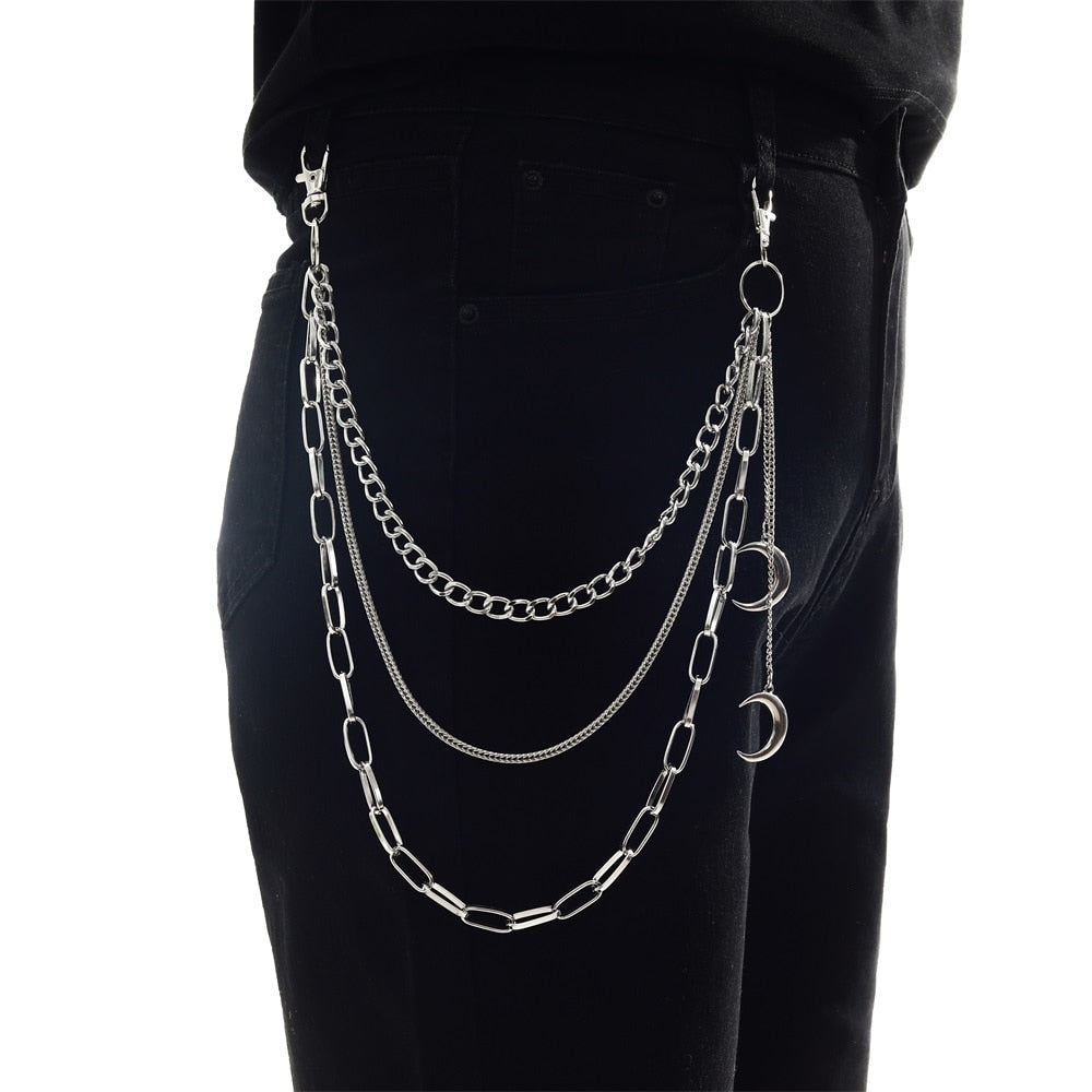 Xpoko Moon Pendants Chain On The Jeans Pants Women  Keychains For Men Unisex  Egirl  Eboy Harajuku Goth  Aesthetic Accessories