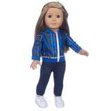 2020 New Fit 18 inch Baby New Born Doll Clothes Accessories White Powder Plaid 3 Piece Suit for American og Girl Dolls