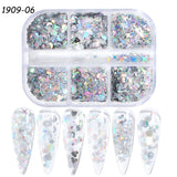 3D Fluorescent Nail Glitter Flakes Set Holographic Powder Sequins Paillette Manicure Nail Art Pigment Decoration Tools GLSP