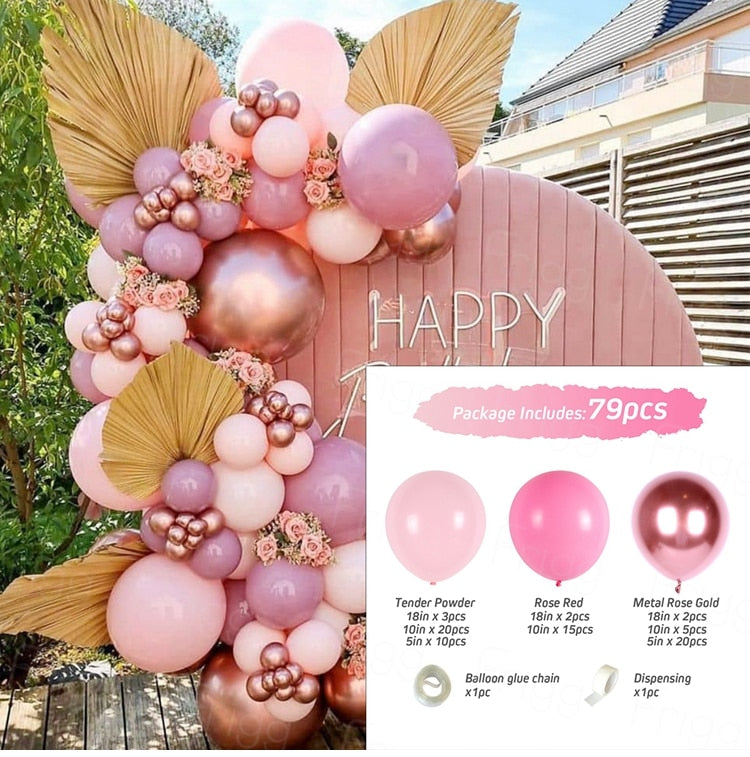 Xpoko Pink Balloon Arch Kit Balloon Garland Bow Balloons Wedding Decor Baby Shower Girl Birthday Adult Bachelorette Party Baloon Balon