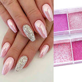 Pearl Nail Powder Pigment Pink Glitter Chrome Mirror Dipping Dust Shinny Flake Manicure Nail Art Decorations Accessoires GLZGF