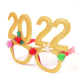 Xpoko 2022 Christmas Decorations Glasses Frame Photo Booth Props Santa Snowman Xmas Tree Photo Props 2022 New Year Eve Party Supplies