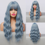 Long Wavy Ombre Blonde White Synthetic Wigs for Women Cosplay Daily Party Middle Part Hair Wigs High Temperature Fiber