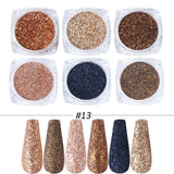 6pcs Rose Gold Nail Glitter Holographic Dip Powder Set Nail Art  Polishing Chrome Pigments Mirror Nail Polish Dust GL1539-NEW