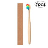Xpoko 1pcs Toothbrush Natural Bamboo Handle Rainbow Whitening Soft Bristle Bamboo Toothbrush Eco-friendly Tooth Teeth Brush Oral Care