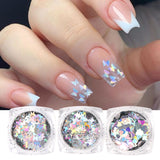 Sparkly Mirror Butterfly Sequin Nail Flakes Holographic Glitter Heart Star Aurora 3D Nail Paillette Decoration Design GLHB01-04