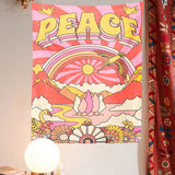 70s Decor Vintage Peace Wall Tapestry Hanging Girls Dorm Roon Decoration Trippy Tapestry Retro Rainbow Hippie Decor Wall Hanging