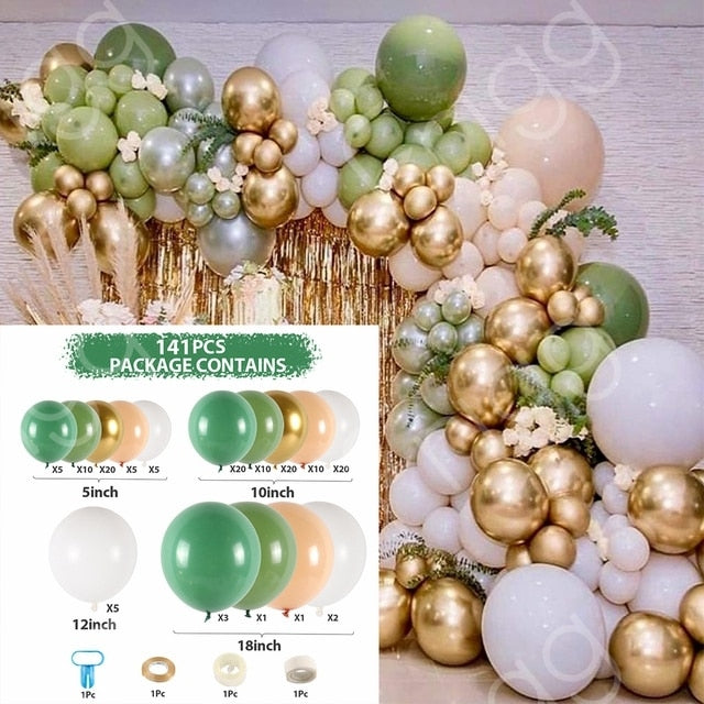 Xpoko Green Sliver Balloon Garland Arch Chain Wedding Birthday Balloons Decoration Birthday Party Balloons For Kids Baby Shower Decor