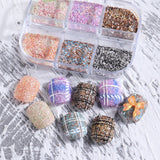 6 Grids/box Laser Square Nail Sequins Green Purple Holographic Glitter Flakes 3D Charm Nail Art Decoration Accessories GL1909-37