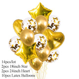 10/14pcs Metallic Balloons Heart Star Gold Confetti Balloon Birthday Party Decoration Kids Adult Air Balls globos Wedding Decor
